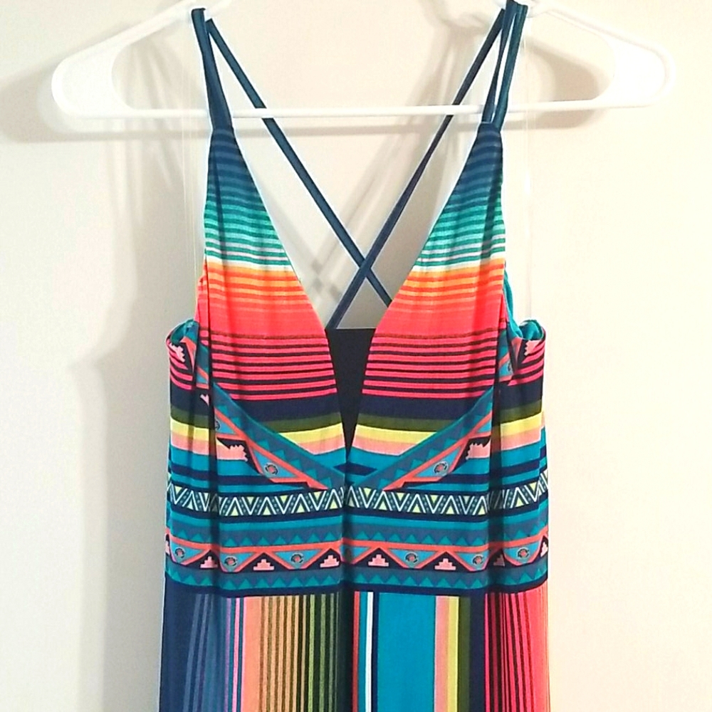 Colorful crossback maxi dress